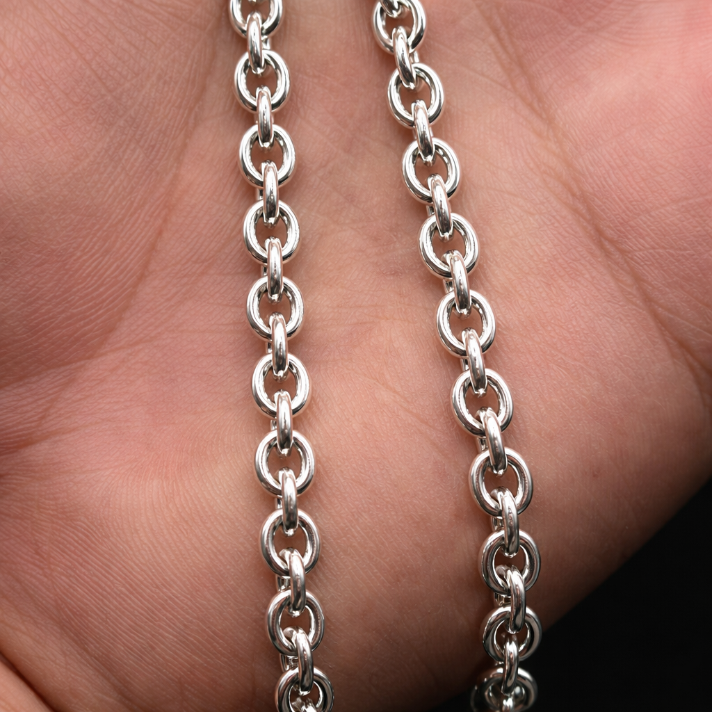 Men's Oval Cable Polished Chain Necklace 