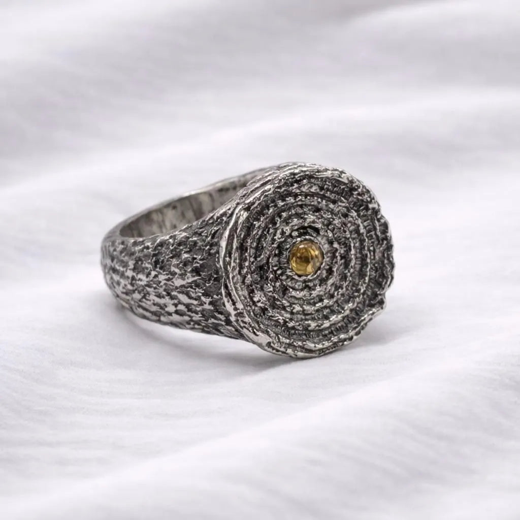 The Abyss Ring With Natural Gemstones - Hidden Depths  12 / Citrine