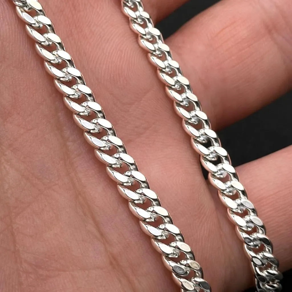 Men's Curb Chain Silver Polished Necklace 