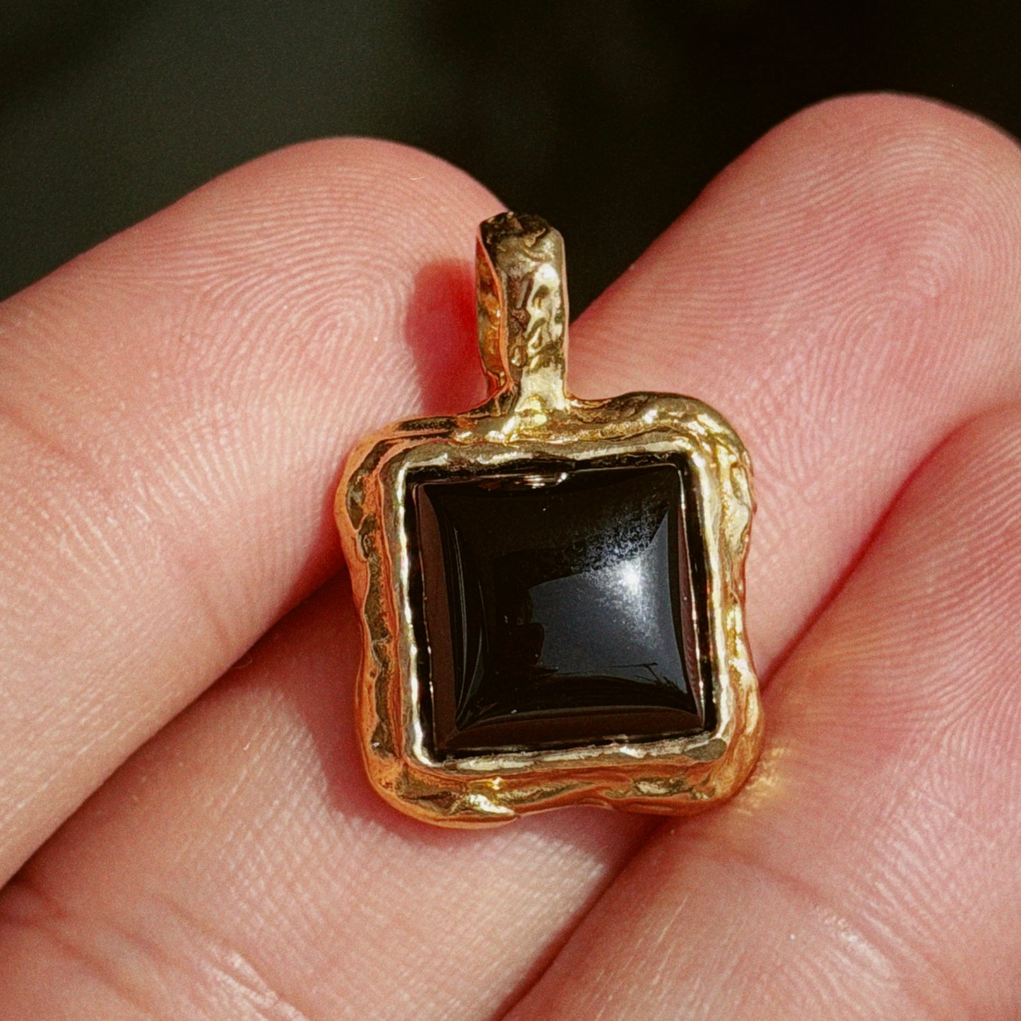 Black Onyx Gold Pendant