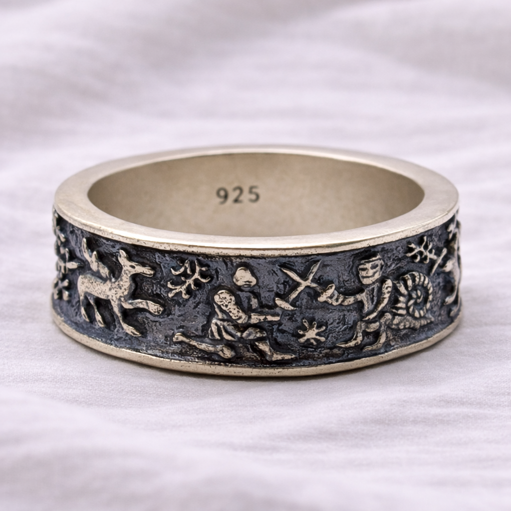 Medieval Marginalia Silver Ring - Hidden Depths