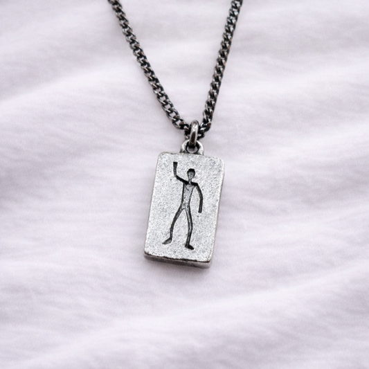 Men's Abstract Man Silver Necklace