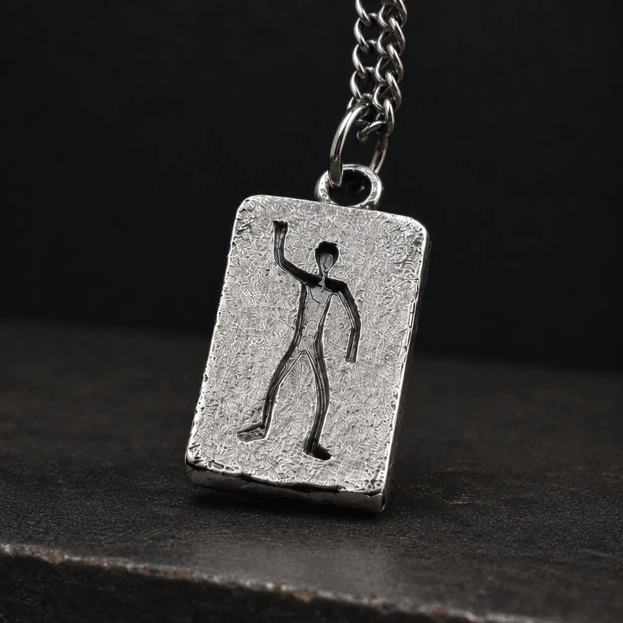 Men's Abstract Man Silver Necklace