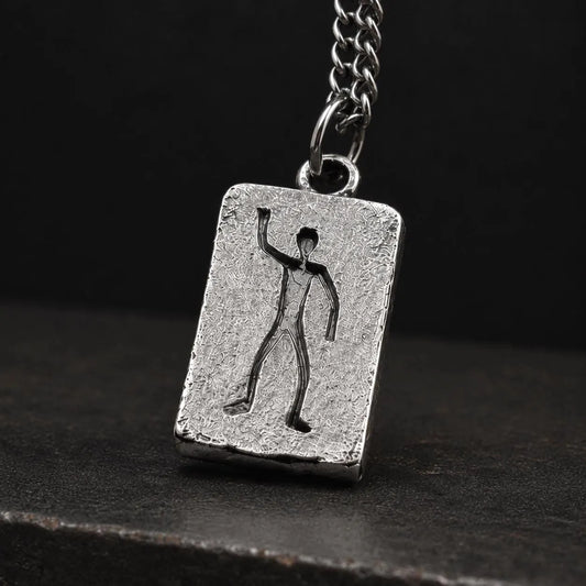 Men's Abstract Man Silver Necklace