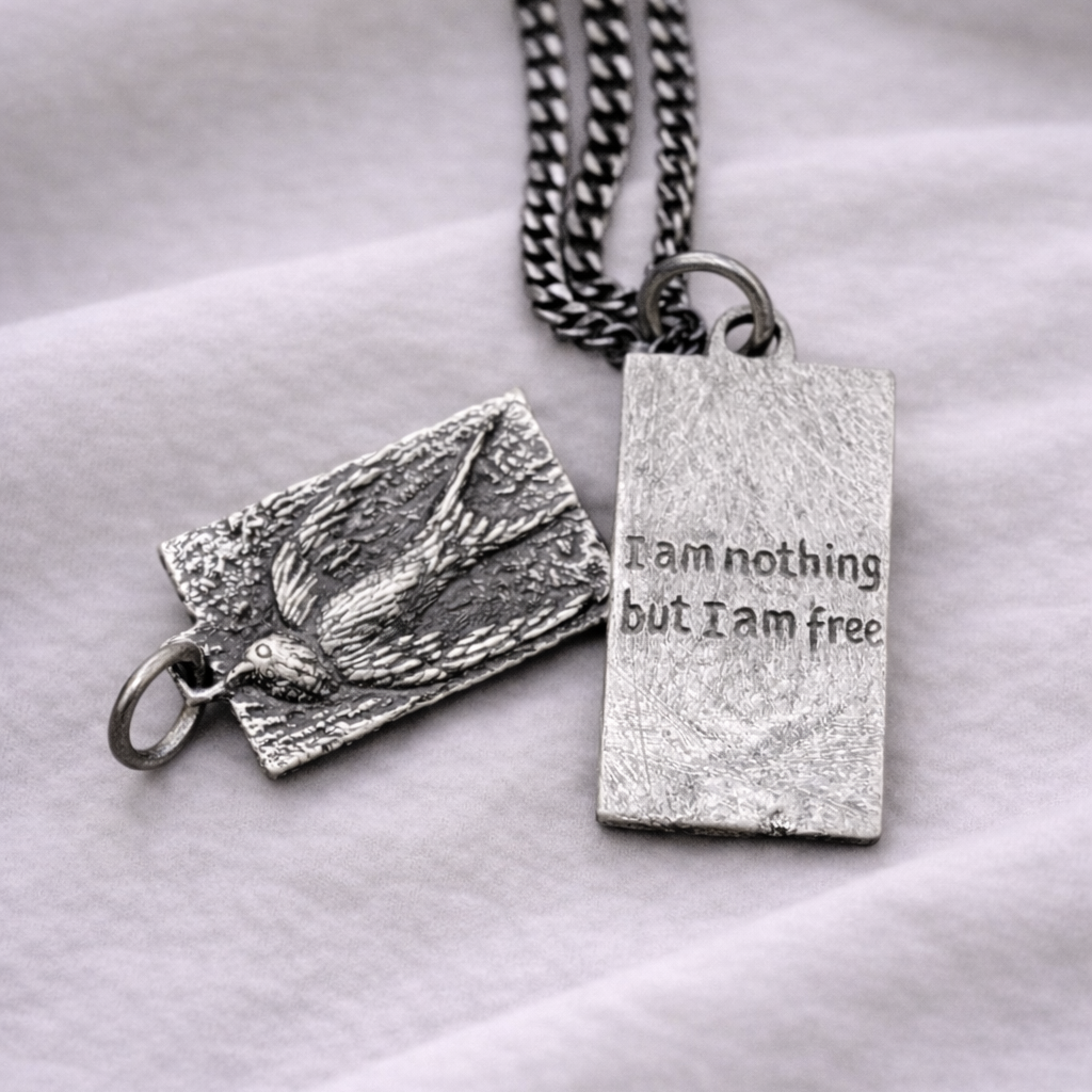 Swallow Bird Necklace - I Am Nothing but I am Free - Hidden Depths   Silver