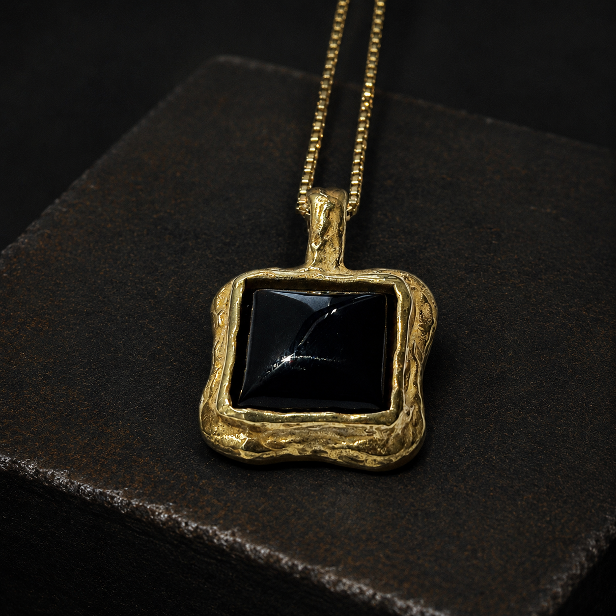 Black Onyx Gold Pendant
