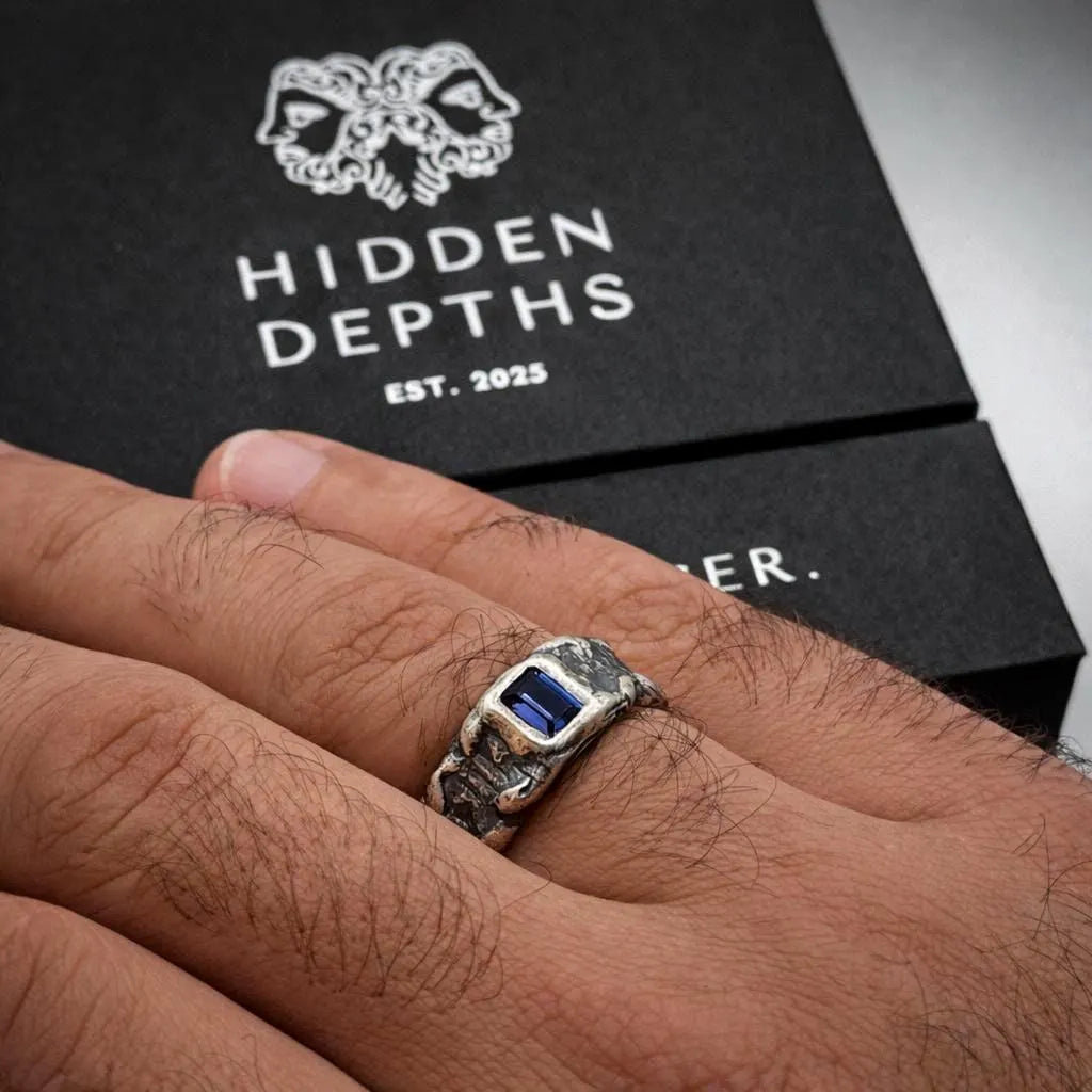 Molten Silver Blue Sapphire Ring