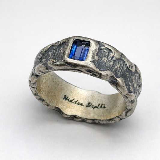 Molten Silver Blue Sapphire Ring