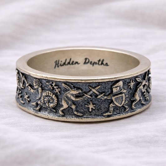 Medieval Marginalia Silver Ring - Hidden Depths