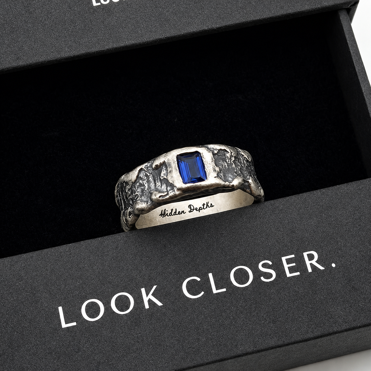 Molten Silver Blue Sapphire Ring