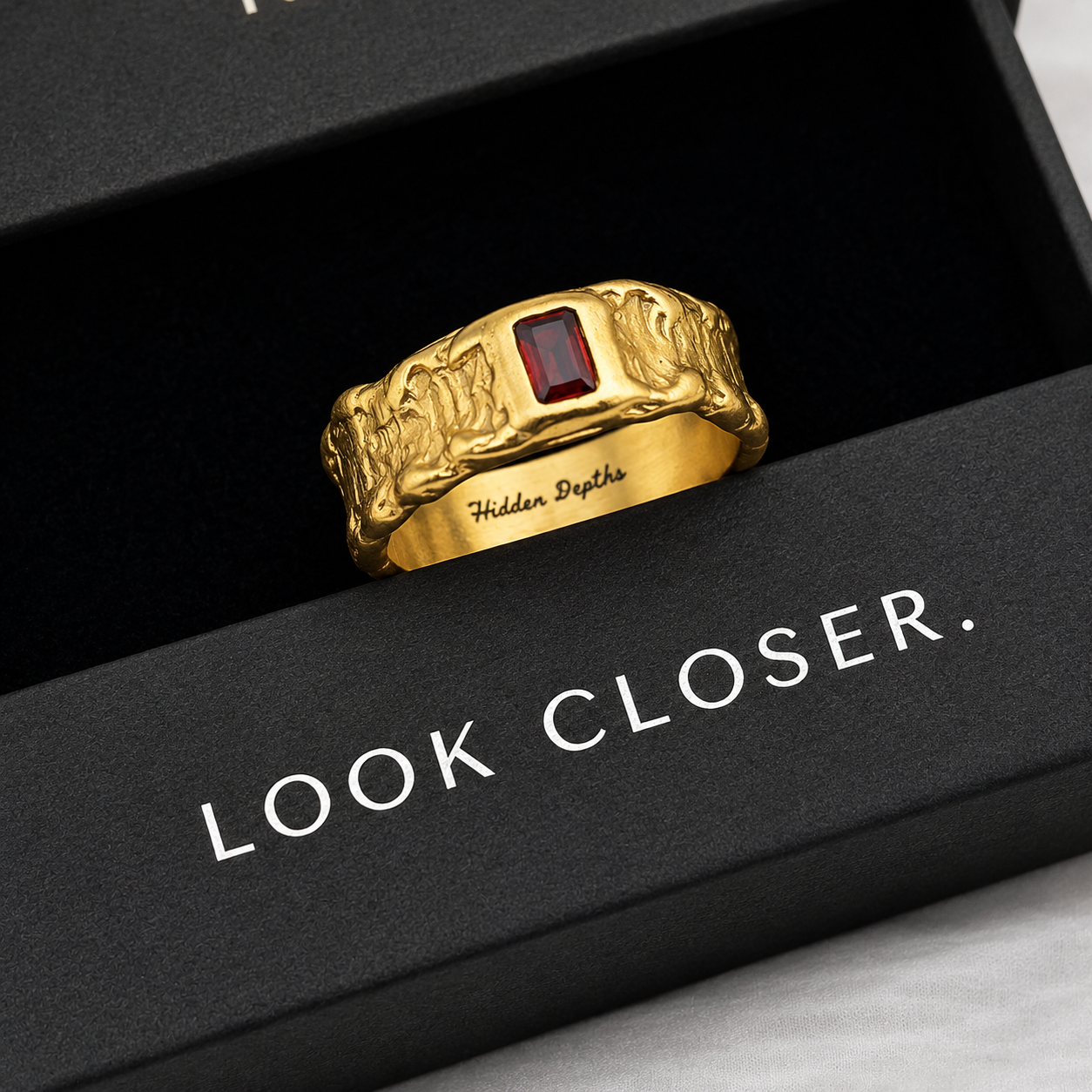 Molten Gold Red Garnet Ring