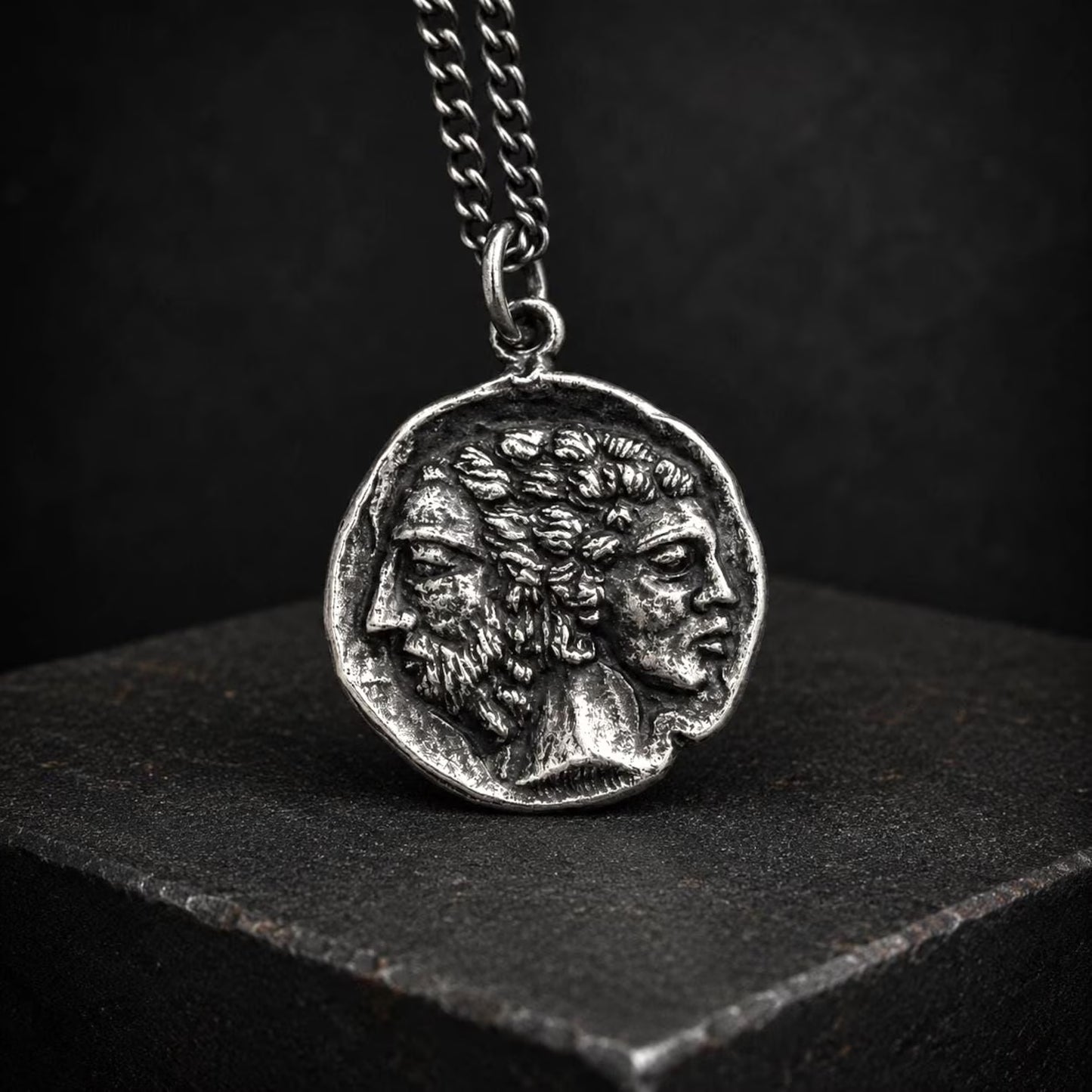 Janus Silver Pendant Necklace