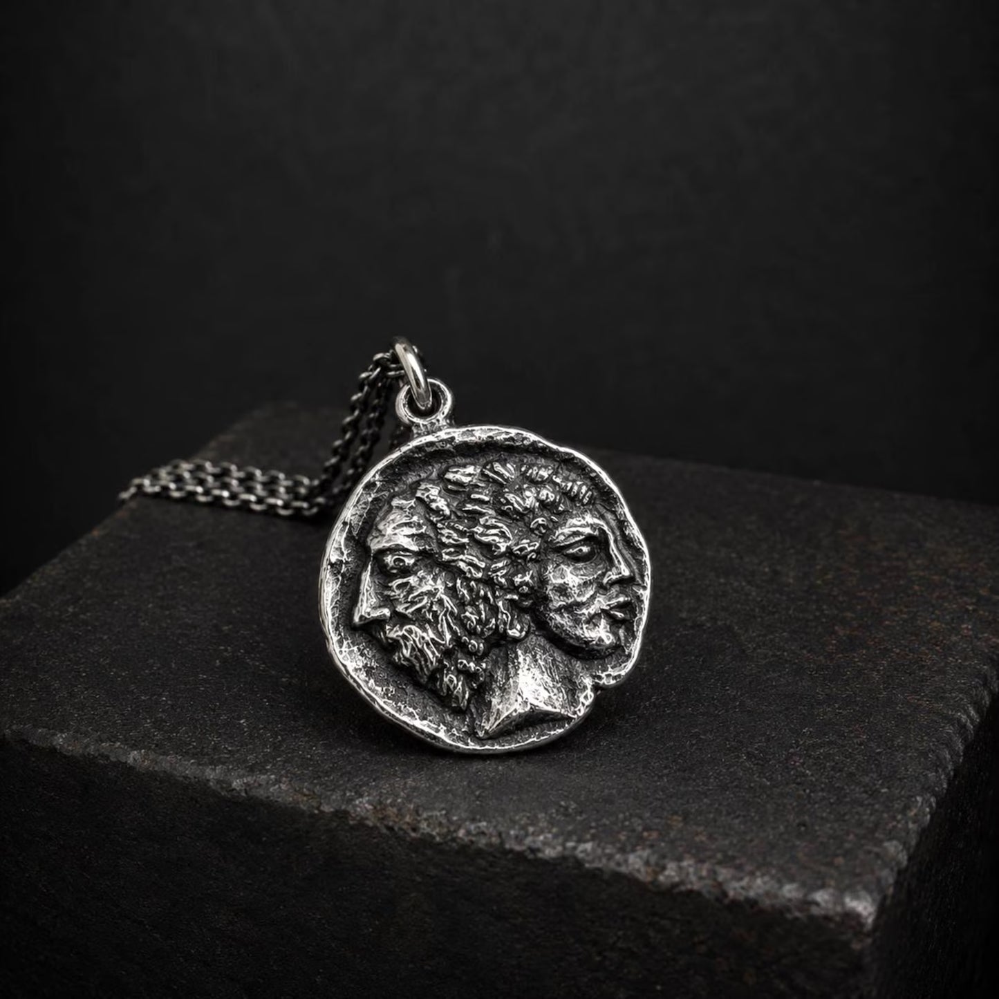 Janus Silver Pendant Necklace