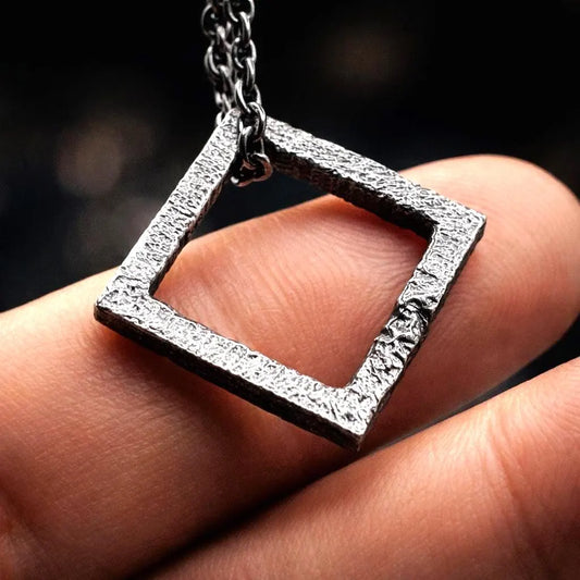 Rustic Square Silver Necklace