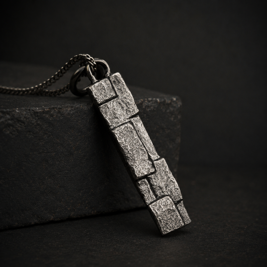 Men's Geometric Block Silver Necklace