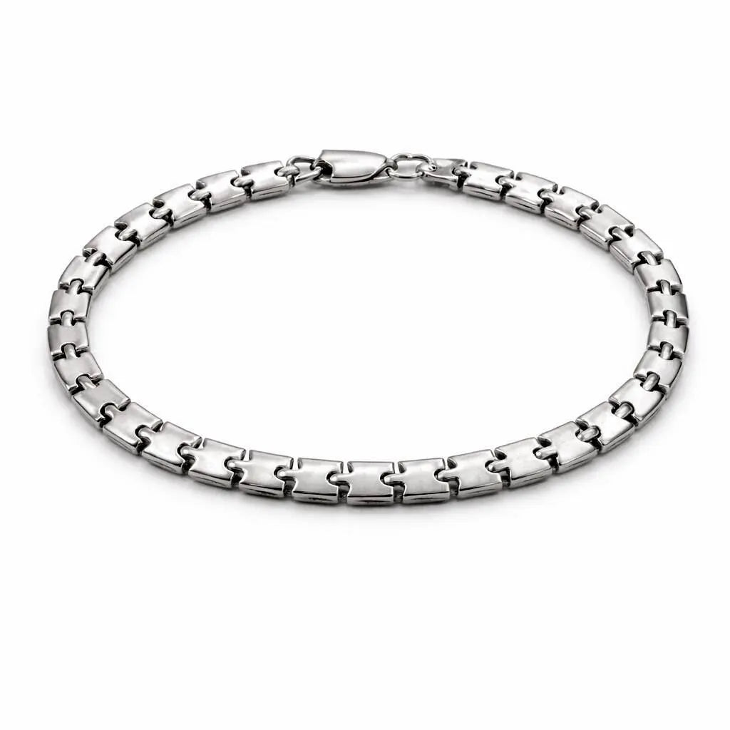 Men's Silver Jigsaw Chain Bracelet