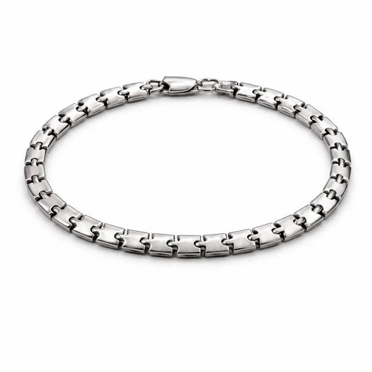Men's Silver Jigsaw Chain Bracelet
