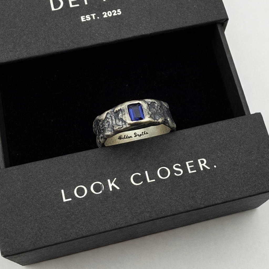 Molten Silver Blue Sapphire Ring