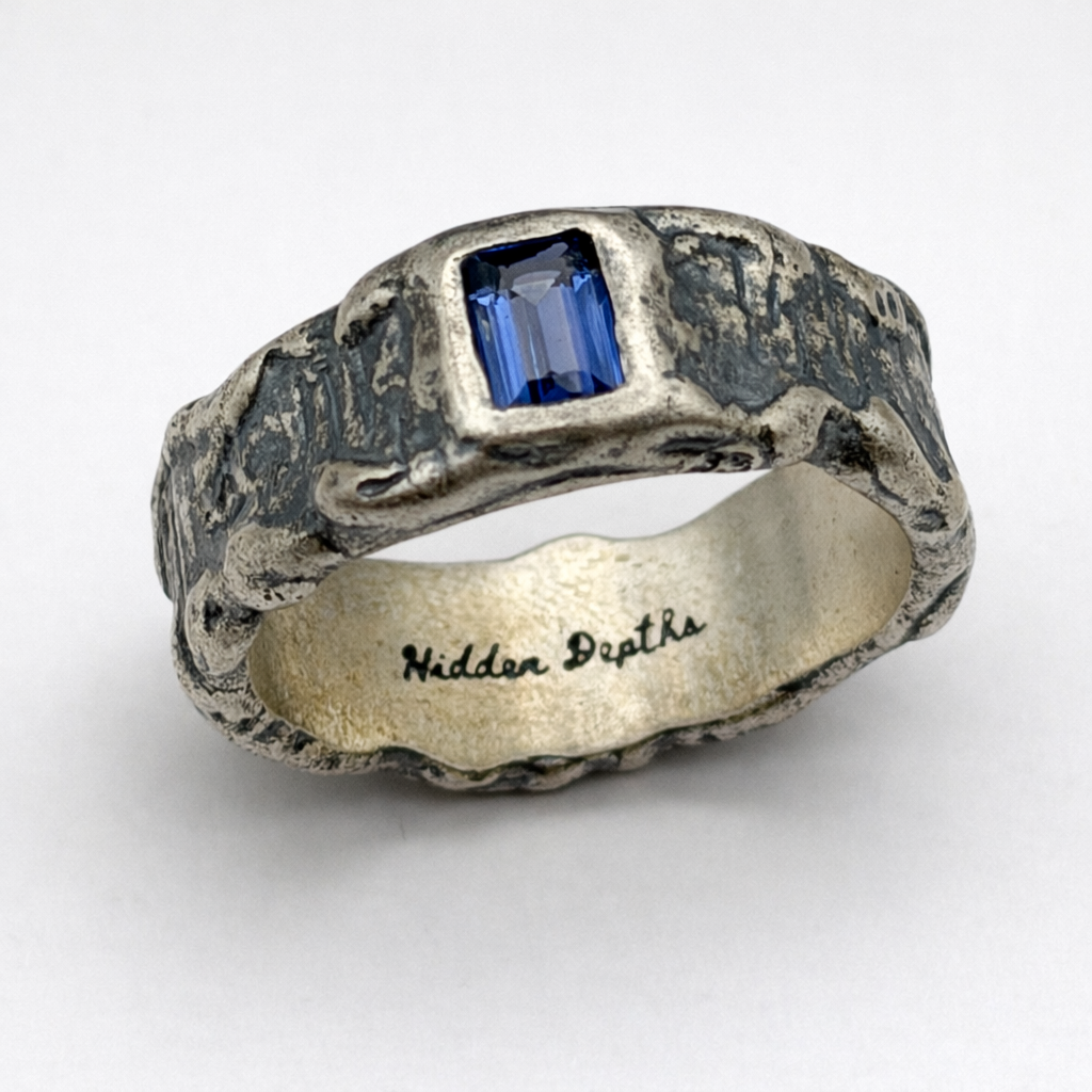 Molten Silver Blue Sapphire Ring
