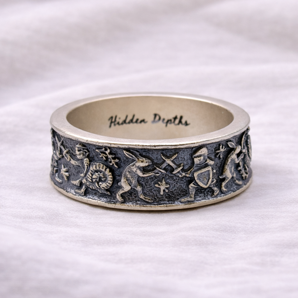 Medieval Marginalia Silver Ring - Hidden Depths