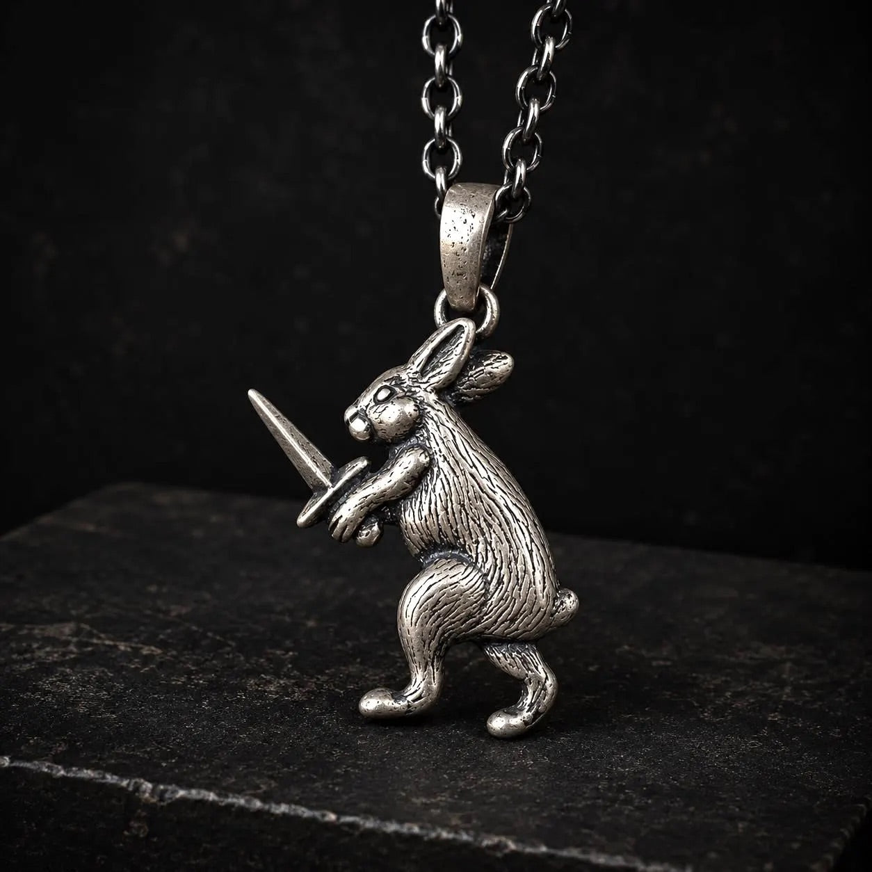 Medieval Warrior Rabbit Necklace