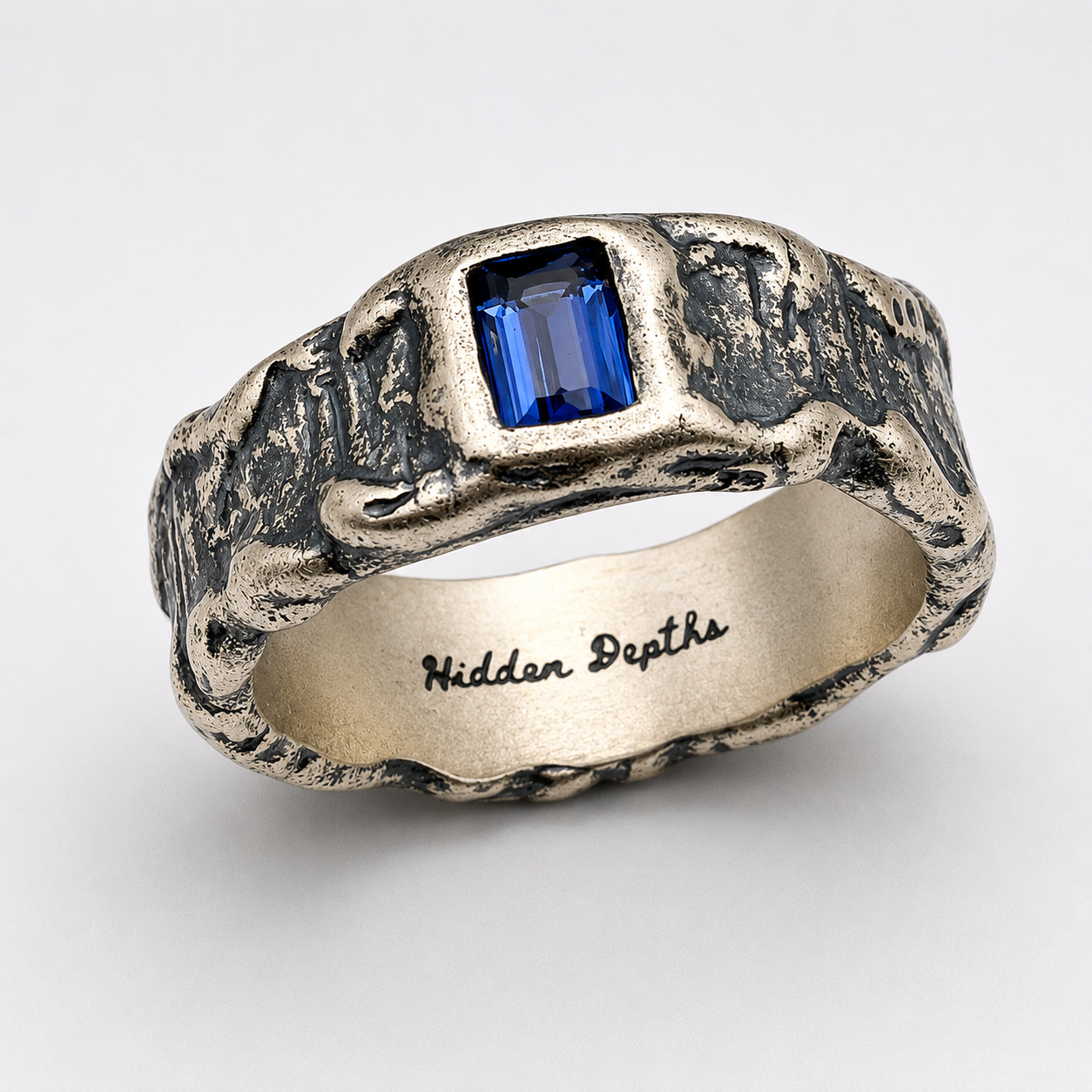 Molten Silver Blue Sapphire Ring