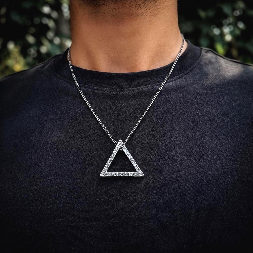 Geometric Triangle Silver Necklace