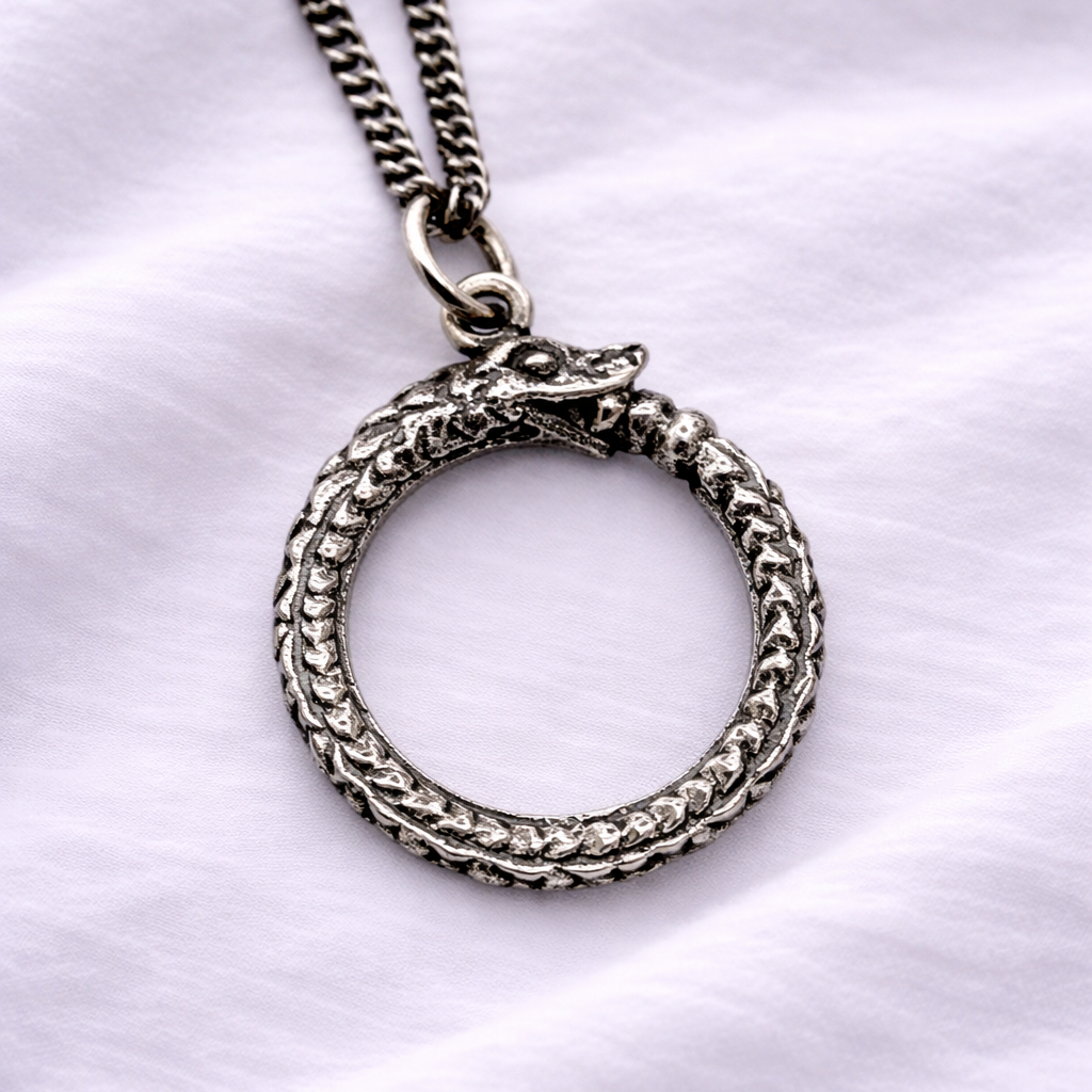 Ouroboros Snake Silver Pendant