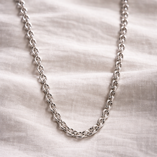 Men's Oval Cable Polished Chain Necklace 