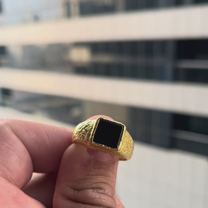 Black Onyx Gold Signet