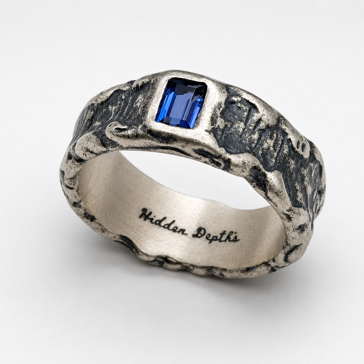 Molten Silver Blue Sapphire Ring