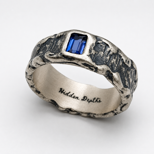 Molten Silver Blue Sapphire Ring