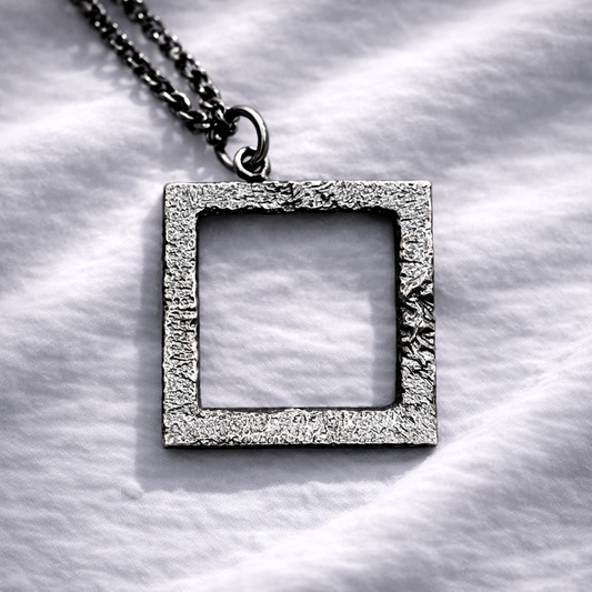 Rustic Square Silver Necklace