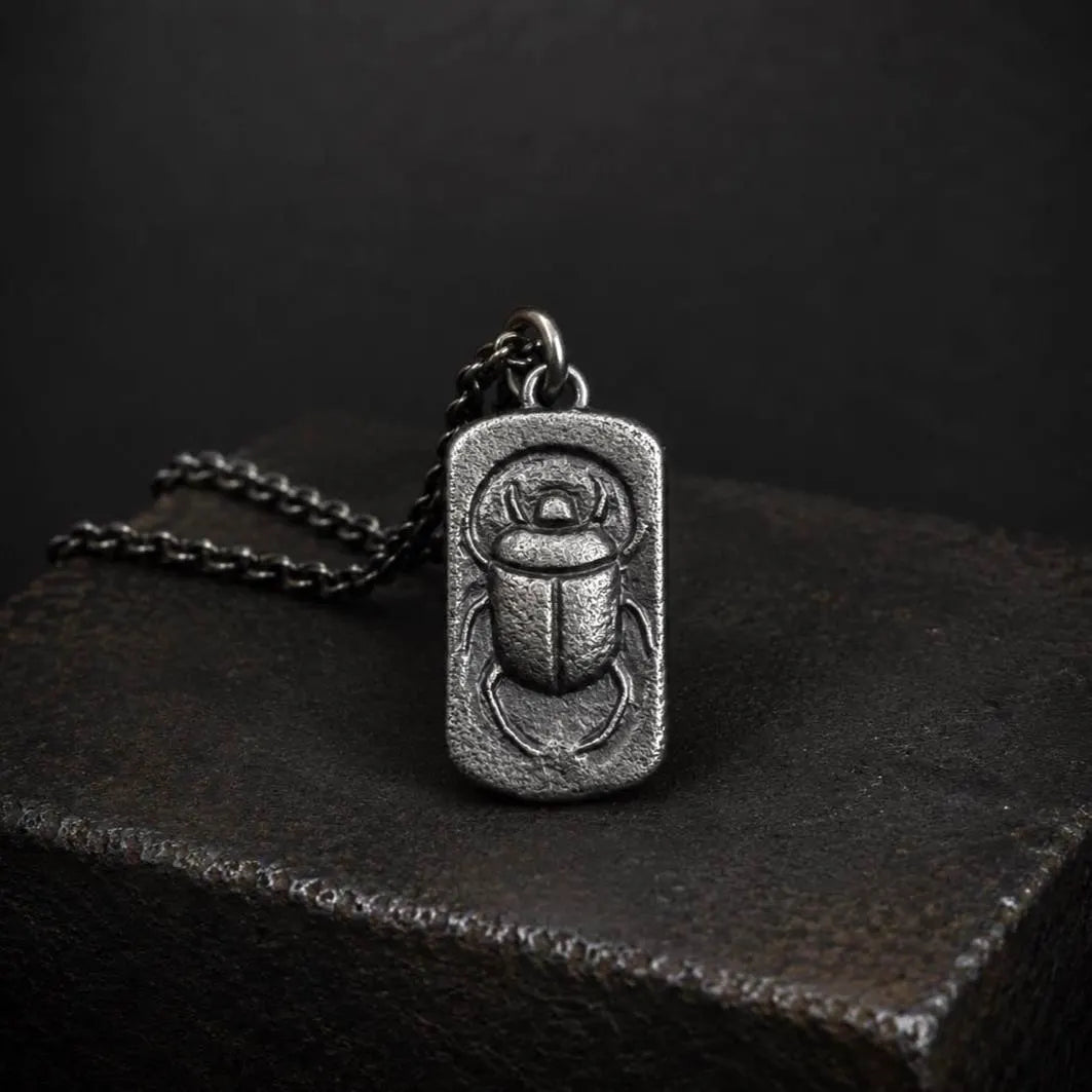 Men's Scarab Beetle Silver Necklace