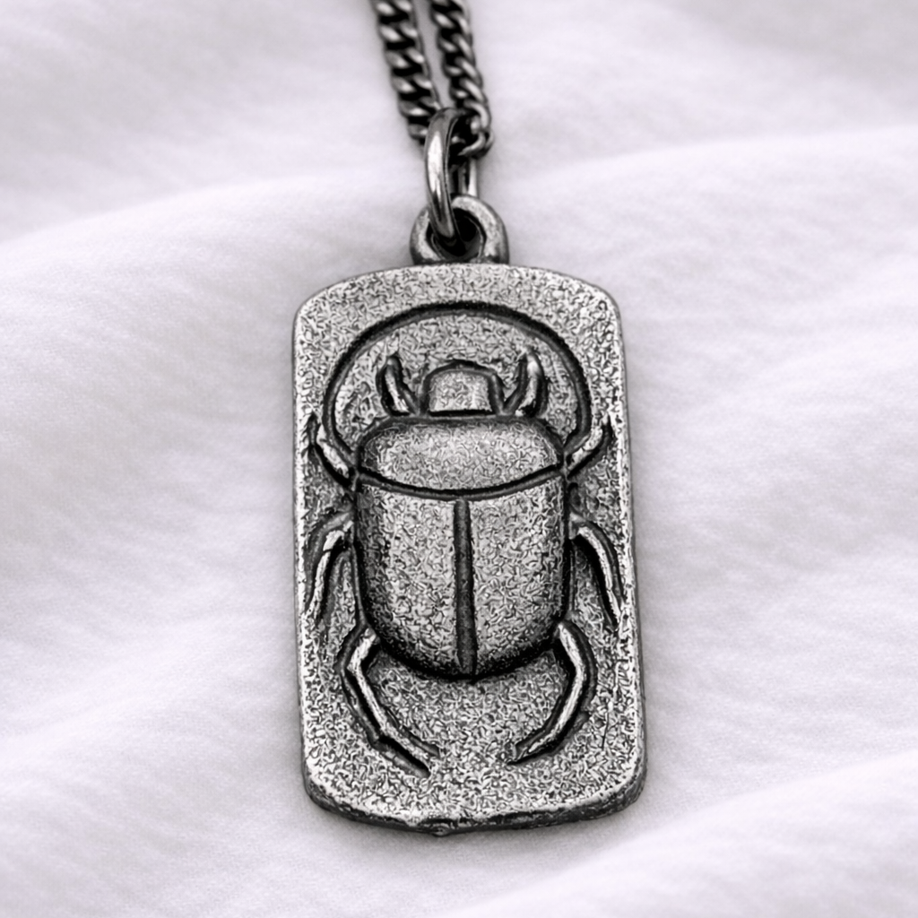 Men's Scarab Beetle Silver Necklace