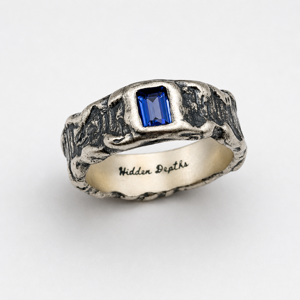 Molten Silver Blue Sapphire Ring