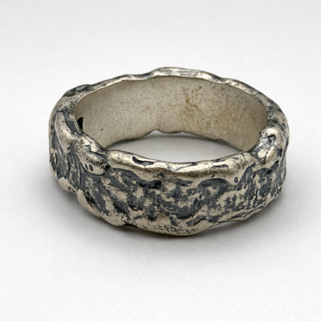 Molten Silver Blue Sapphire Ring