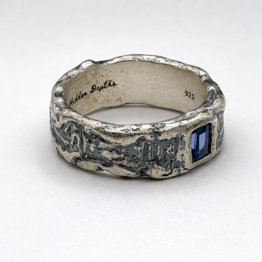 Molten Silver Blue Sapphire Ring